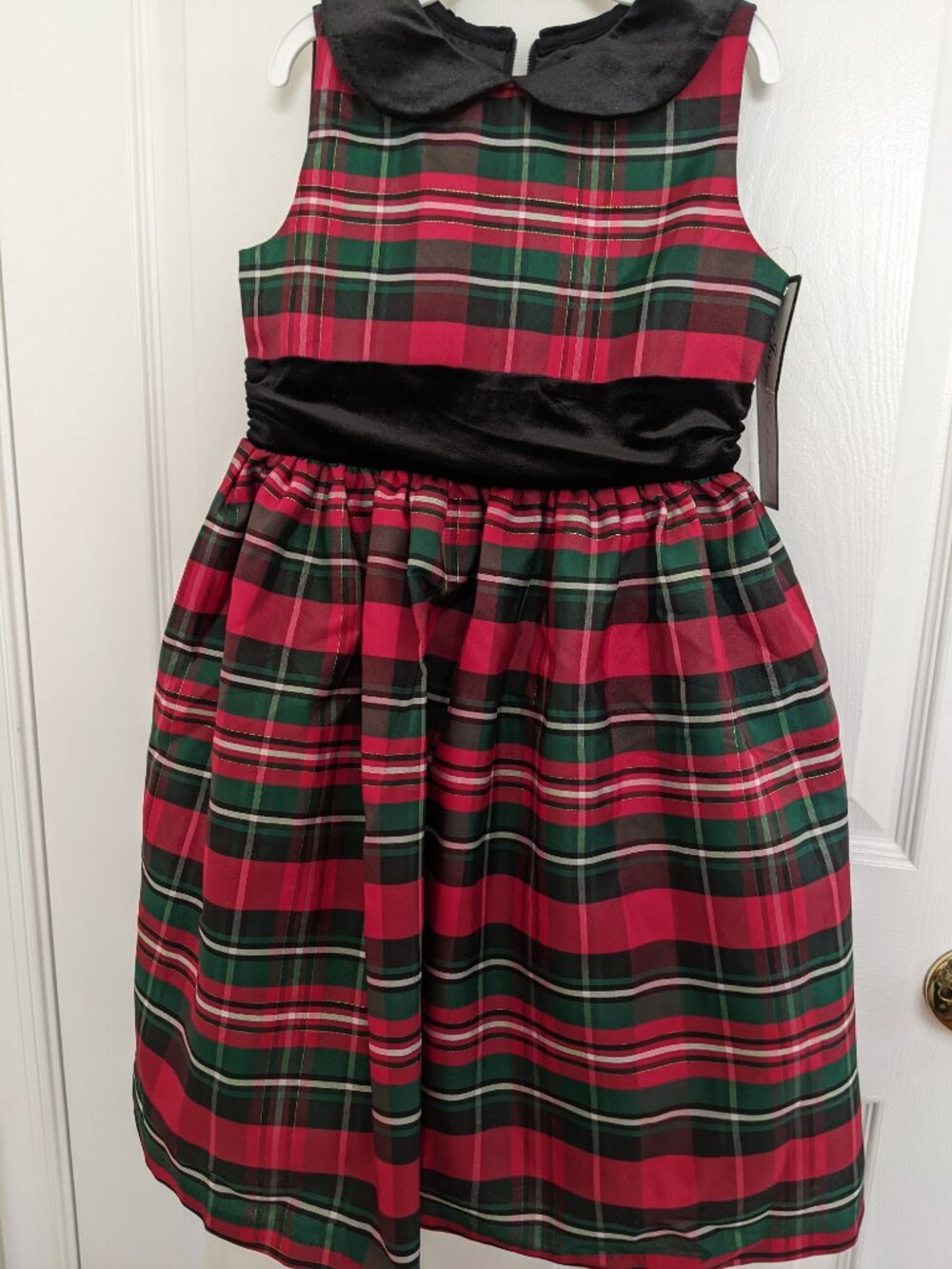NWT Jayne Copeland Girls Dress Red/Green Taffeta Plaid Bow Sash Party SZ 7